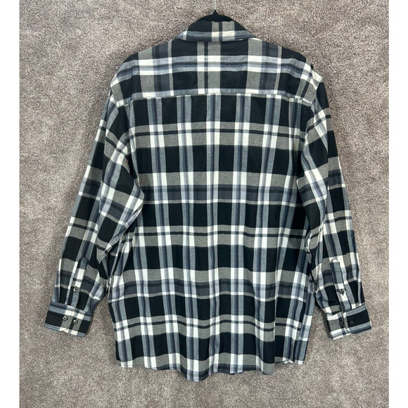 Red Ape Shirt Mens 2XL Black Gray Plaid Button Up Long Sleeve Pockets Collared - Picture 2 of 6